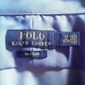 Mens polo long sleeve blue button up dress shirt